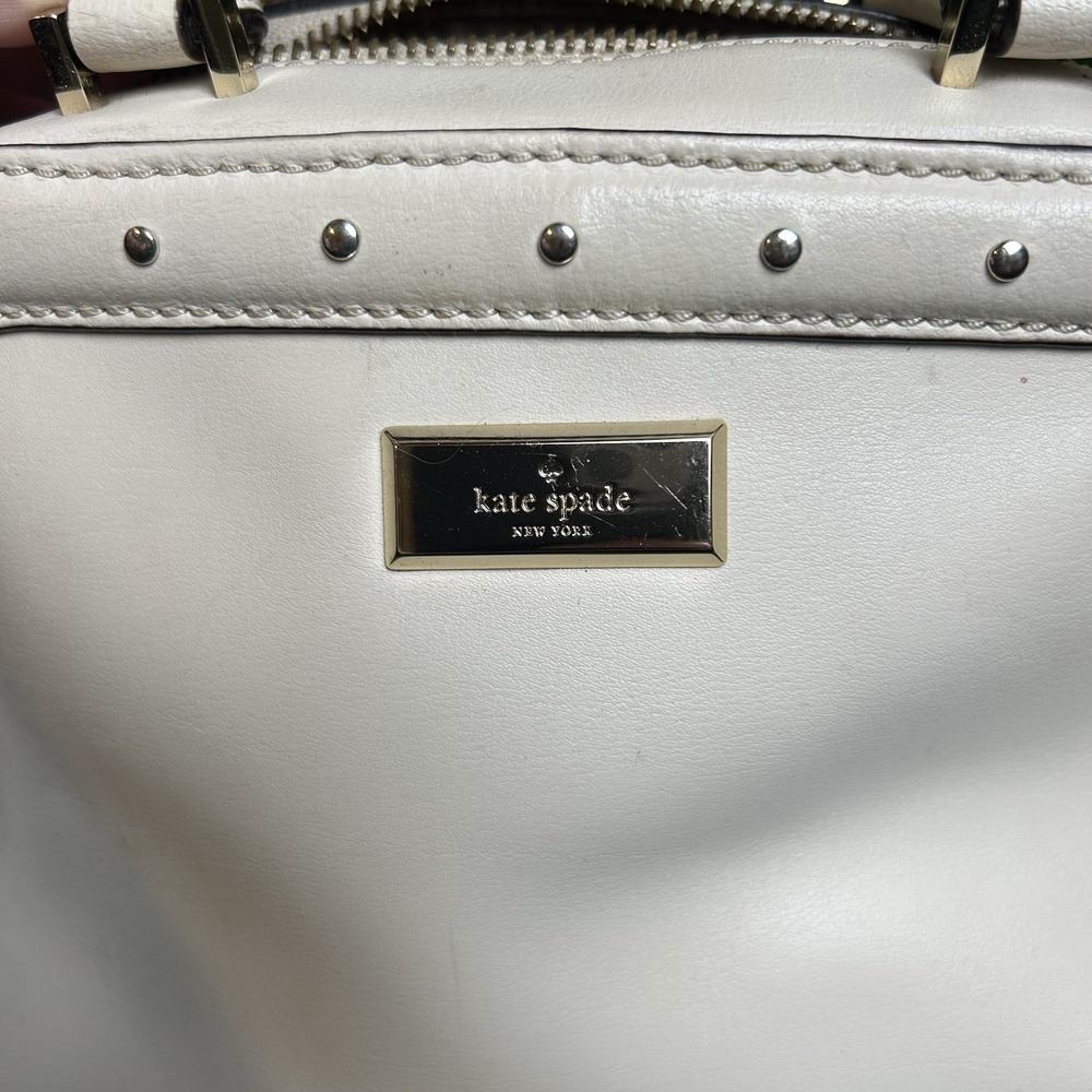 Kate‎ Spade New York Off White Leather Studded Satchel Crossbody Handbag - Picture 7 of 9